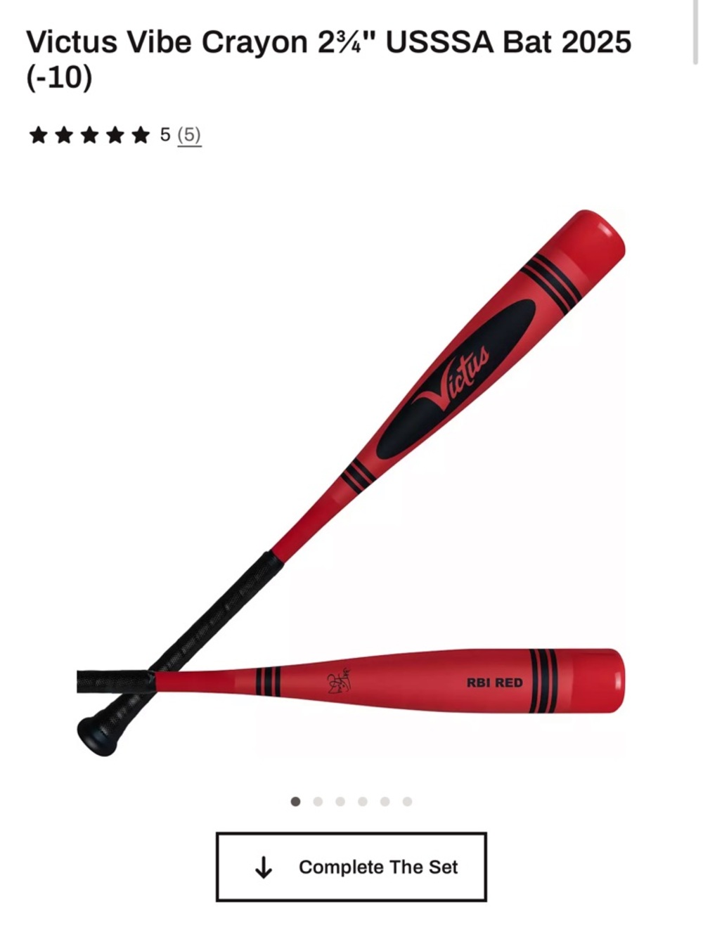 Victus Vibe Crayon 2¾" USSSA Bat 2025 (-10)
RBI Red